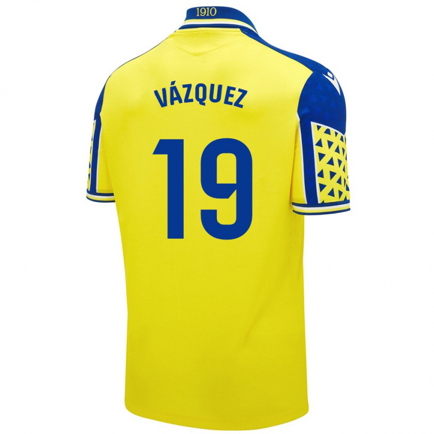 נשים כדורגל Borja Vázquez #19 צהוב כחול ג'רזי ביתית 2024/25