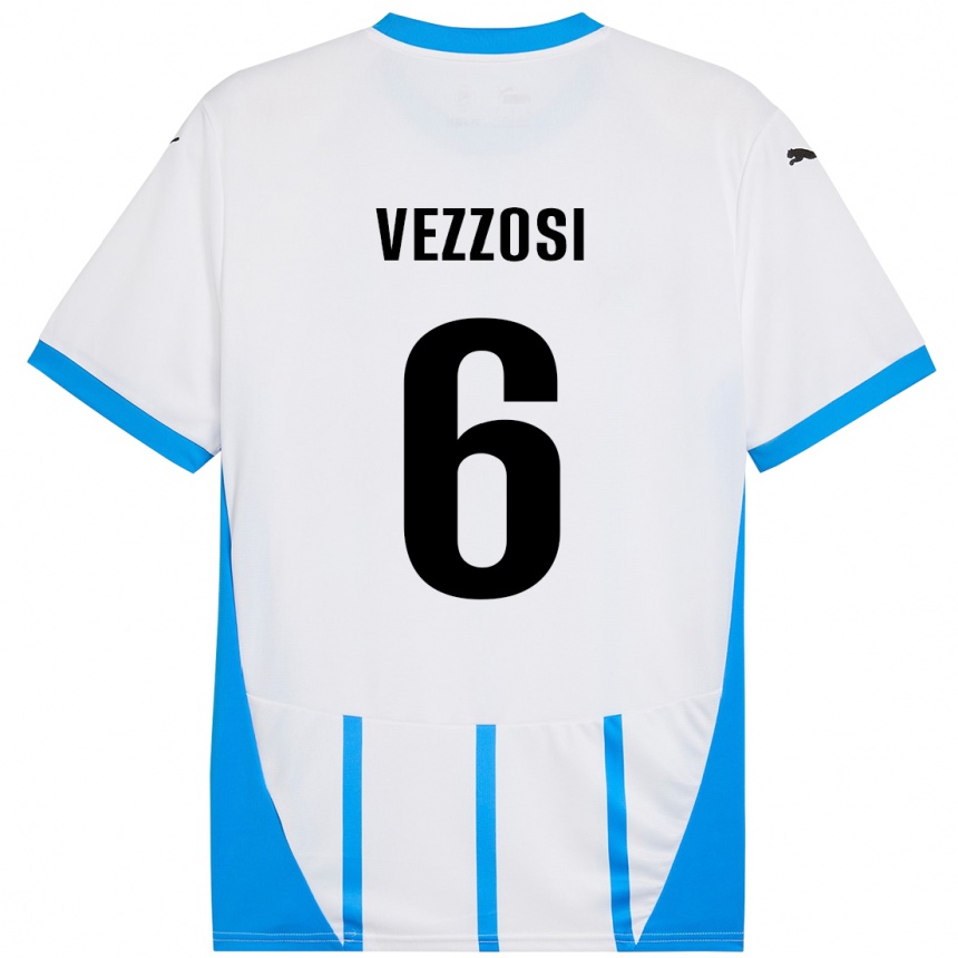 נשים כדורגל Giorgio Vezzosi #6 כחול לבן הרחק ג'רזי 2024/25