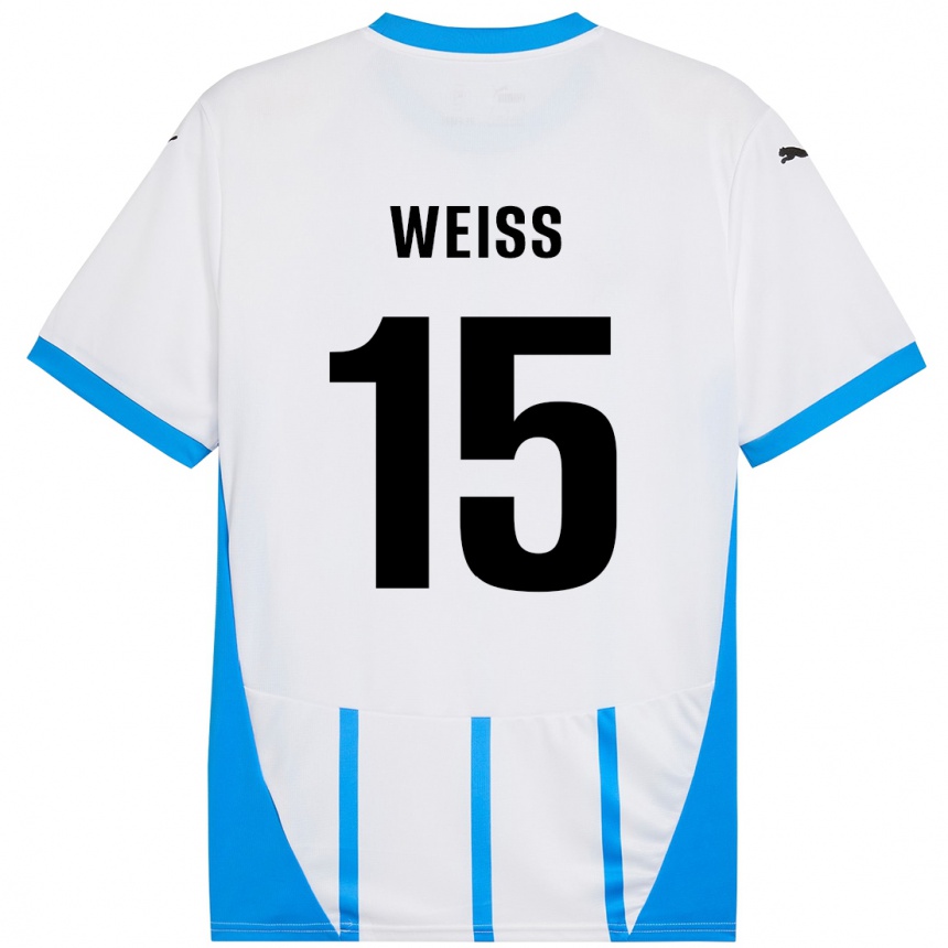 נשים כדורגל David Weiss #15 כחול לבן הרחק ג'רזי 2024/25