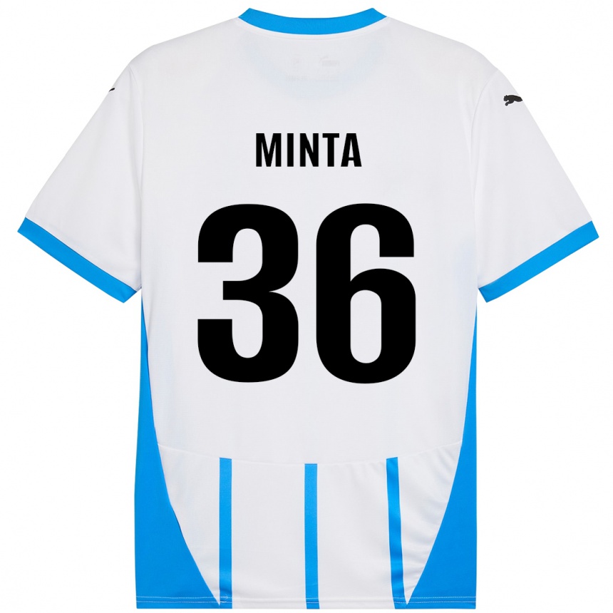 נשים כדורגל Amoako Minta #36 כחול לבן הרחק ג'רזי 2024/25