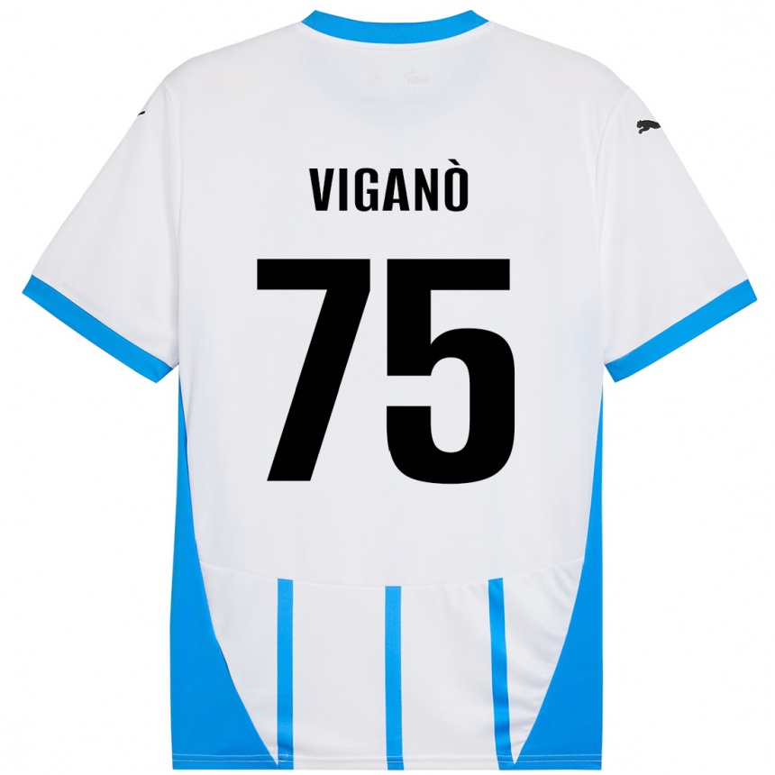 נשים כדורגל Lorenzo Viganò #75 כחול לבן הרחק ג'רזי 2024/25