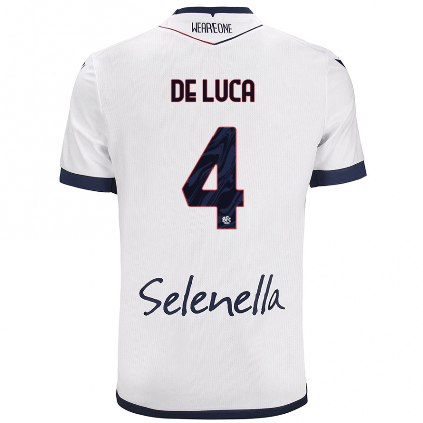 נשים כדורגל Alessandro De Luca #4 כחול רויאל לבן הרחק ג'רזי 2024/25