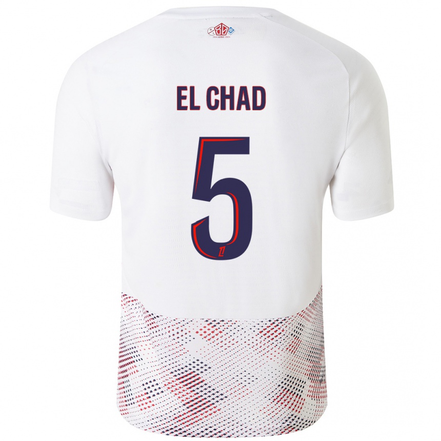 נשים כדורגל Nesryne El Chad #5 כחול רויאל לבן הרחק ג'רזי 2024/25