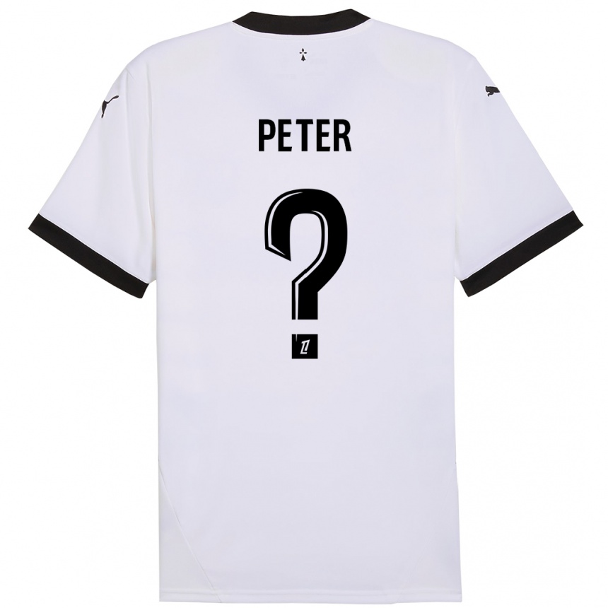 נשים כדורגל Joseph Peter #0 לבן שחור הרחק ג'רזי 2024/25