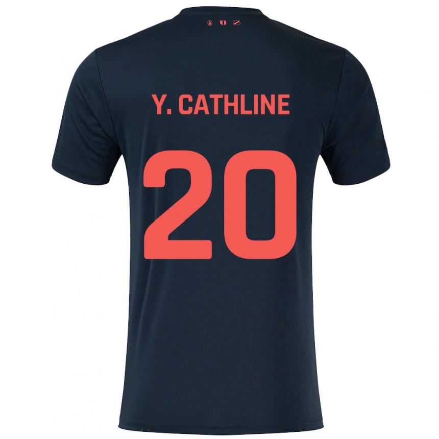 נשים כדורגל Yoann Cathline #20 שחור אדום הרחק ג'רזי 2024/25