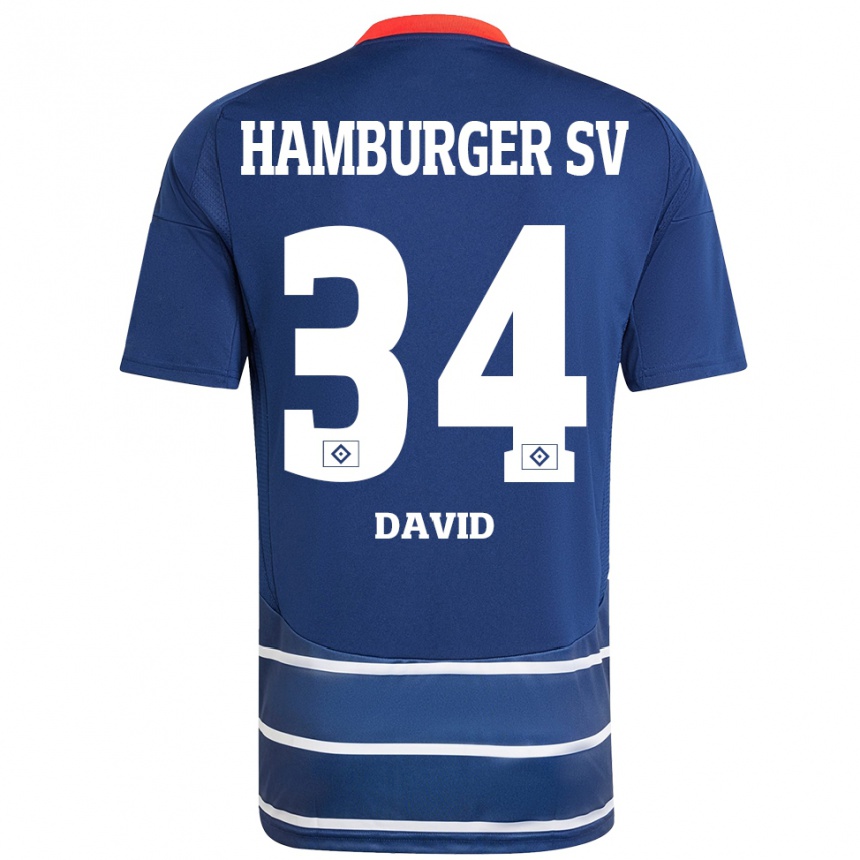 נשים כדורגל יונאס דוד #34 כחול כהה הרחק ג'רזי 2024/25