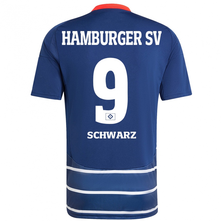 נשים כדורגל רפאל שוורץ #9 כחול כהה הרחק ג'רזי 2024/25
