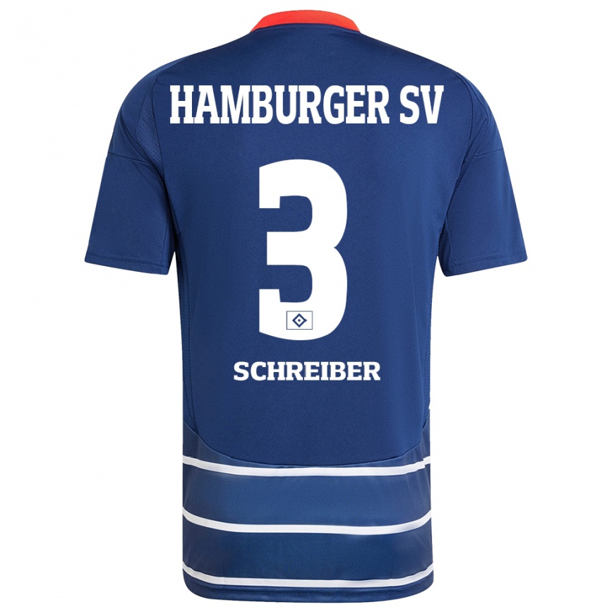 נשים כדורגל דוד שרייבר #3 כחול כהה הרחק ג'רזי 2024/25
