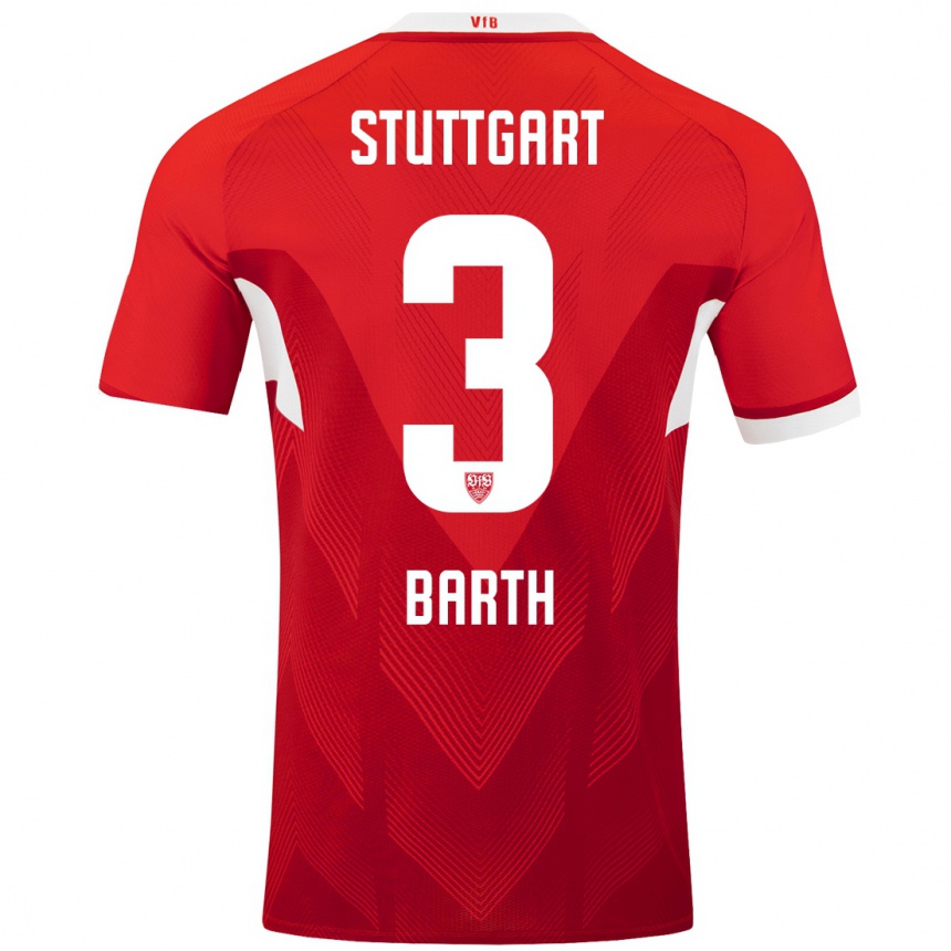 נשים כדורגל Lara Barth #3 אדום לבן הרחק ג'רזי 2024/25