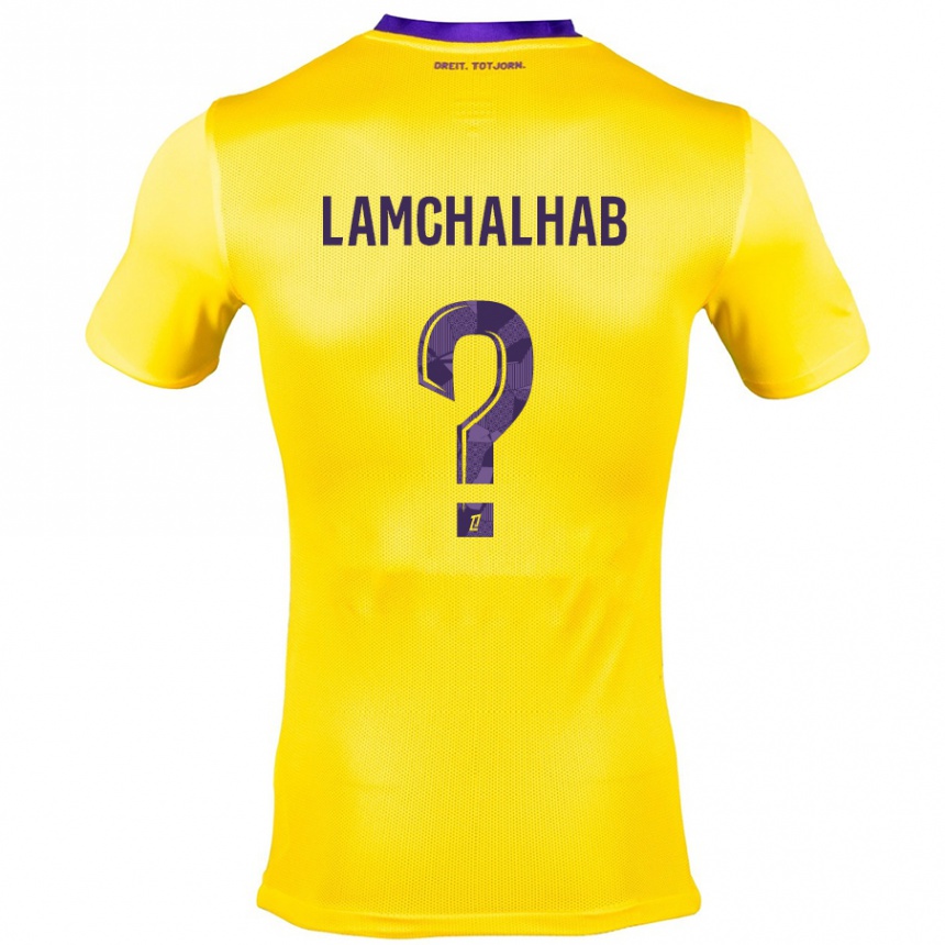 נשים כדורגל Merwan Lamchalhab #0 צהוב סגול הרחק ג'רזי 2024/25