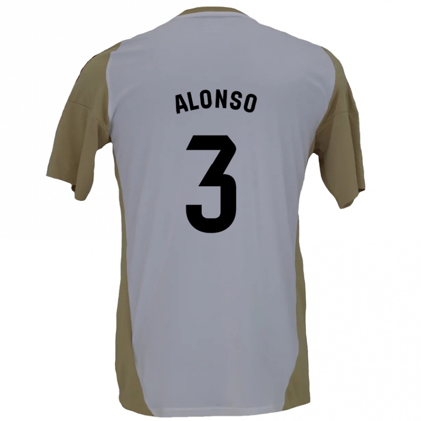 נשים כדורגל Julio Alonso #3 חום לבן הרחק ג'רזי 2024/25