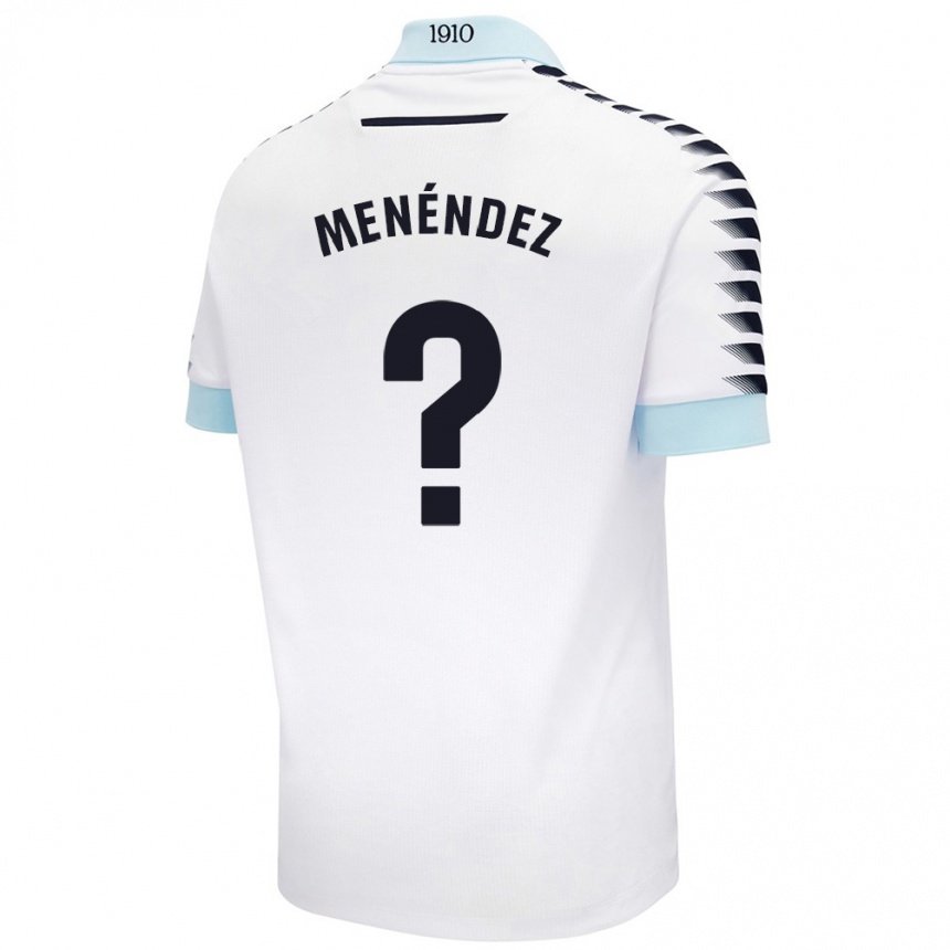 נשים כדורגל Jaime Menéndez #0 לבן כחול הרחק ג'רזי 2024/25