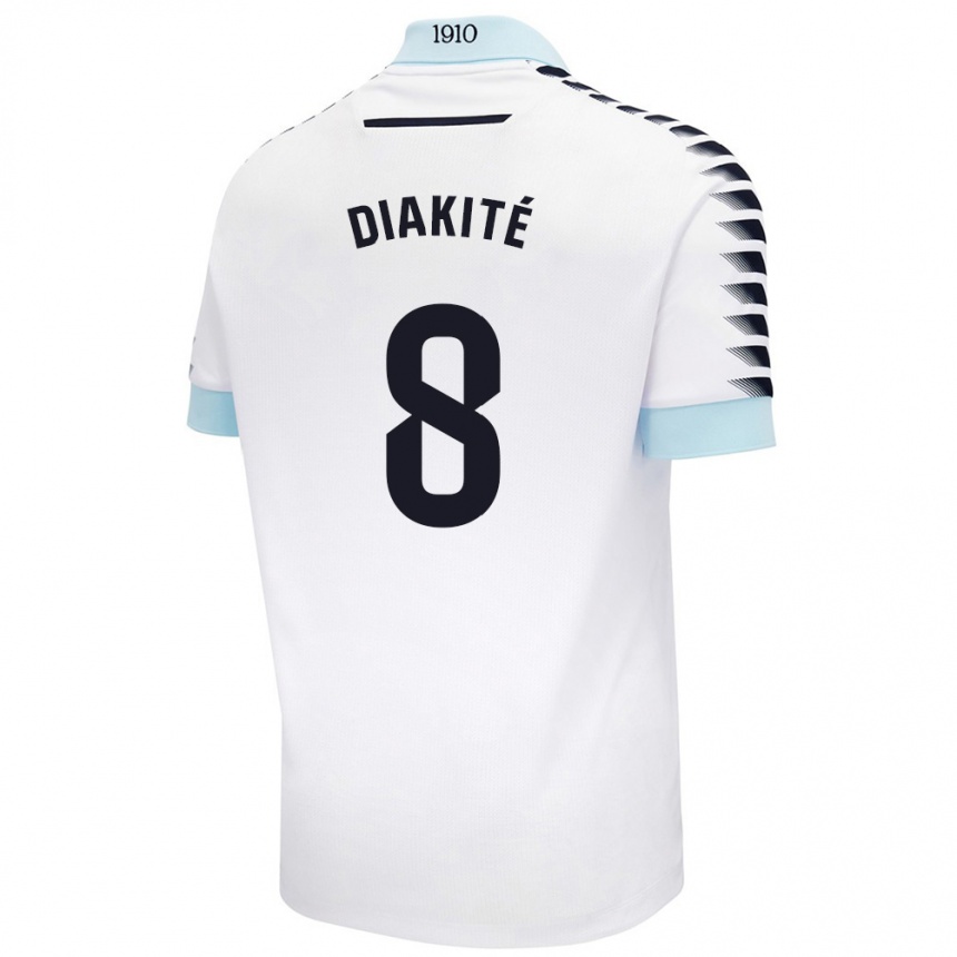 נשים כדורגל Moussa Diakité #8 לבן כחול הרחק ג'רזי 2024/25