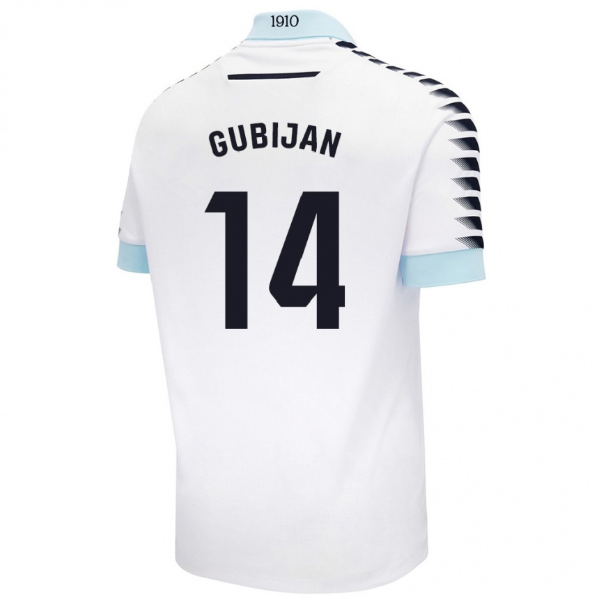 נשים כדורגל Lovro Gubijan #14 לבן כחול הרחק ג'רזי 2024/25
