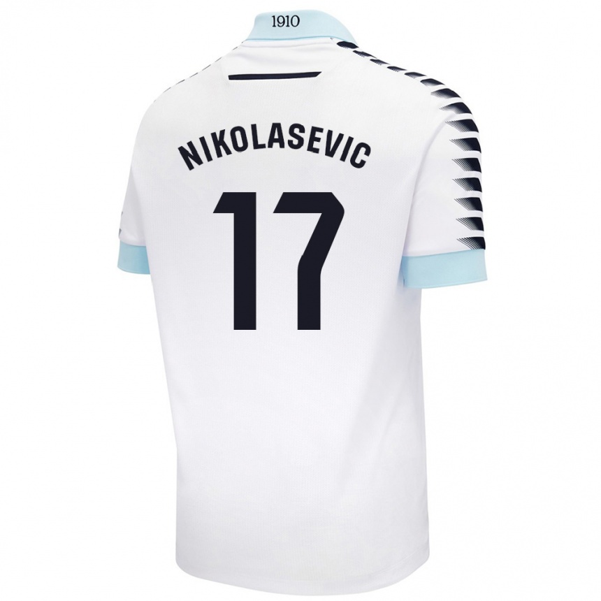 נשים כדורגל Mirko Nikolasevic #17 לבן כחול הרחק ג'רזי 2024/25