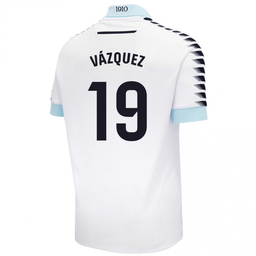 נשים כדורגל Borja Vázquez #19 לבן כחול הרחק ג'רזי 2024/25