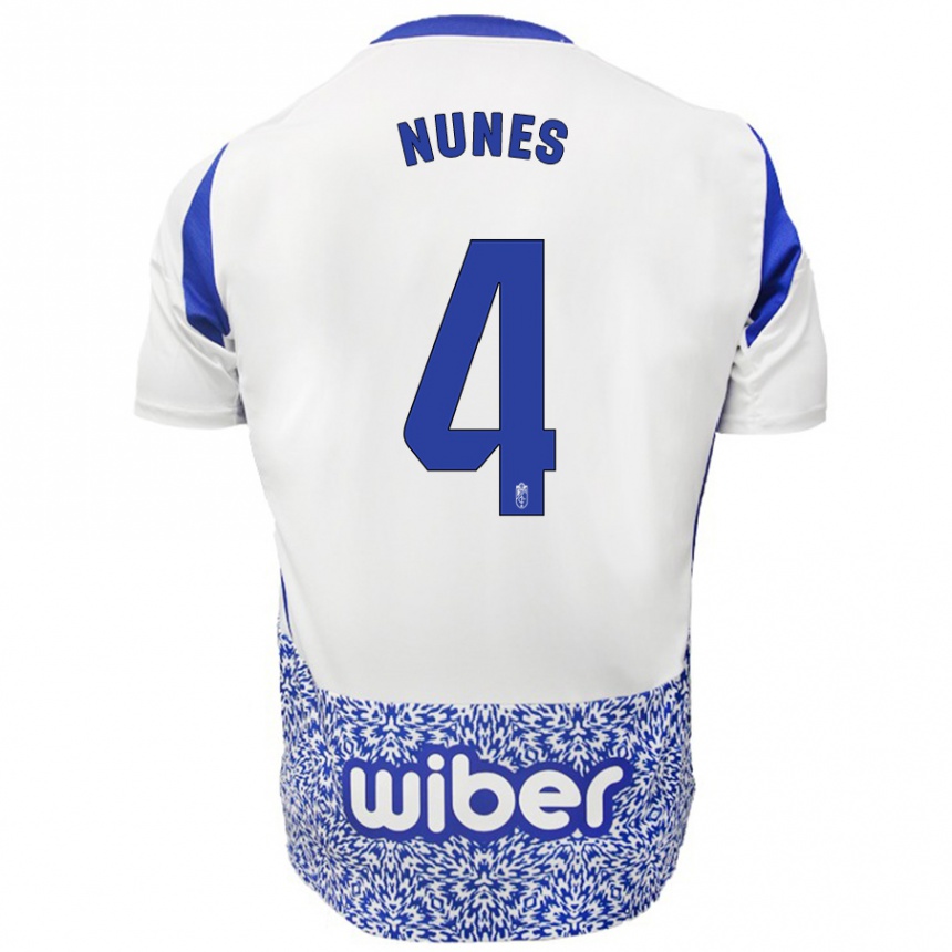 נשים כדורגל David Nunes #4 לבן כחול הרחק ג'רזי 2024/25