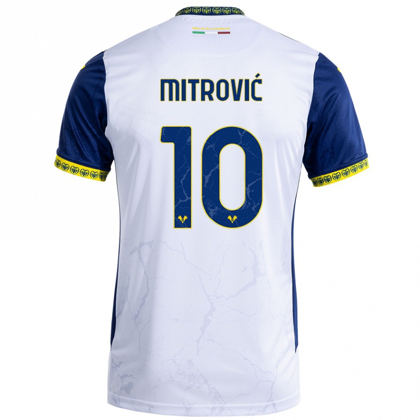 נשים כדורגל Stefan Mitrović #10 כחול לבן הרחק ג'רזי 2024/25