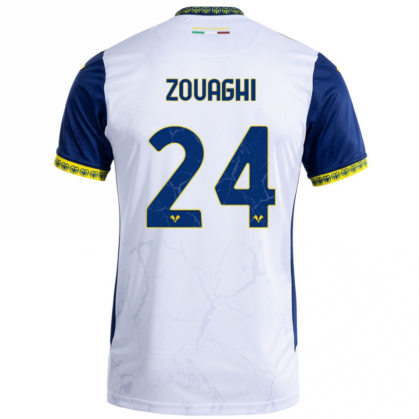 נשים כדורגל Thomas Zouaghi #24 כחול לבן הרחק ג'רזי 2024/25