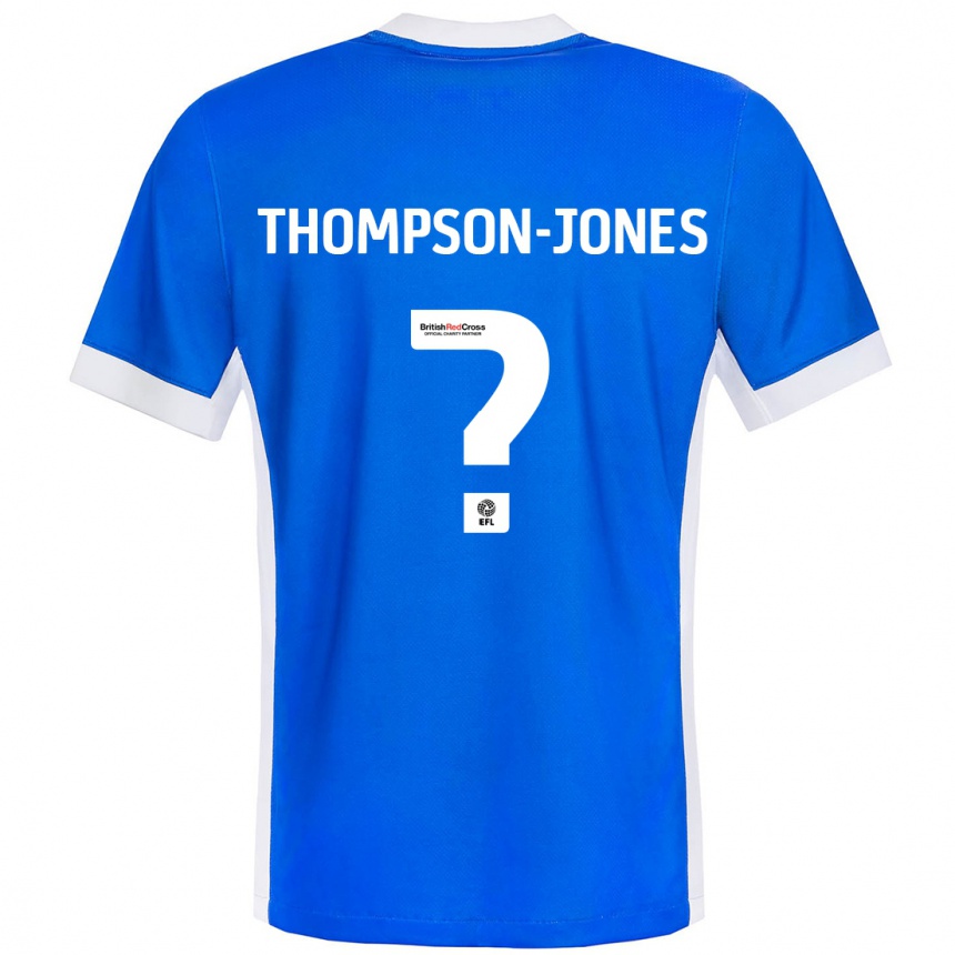 ילדים כדורגל Riquelme Thompson-Jones #0 כחול לבן ג'רזי ביתית 2024/25