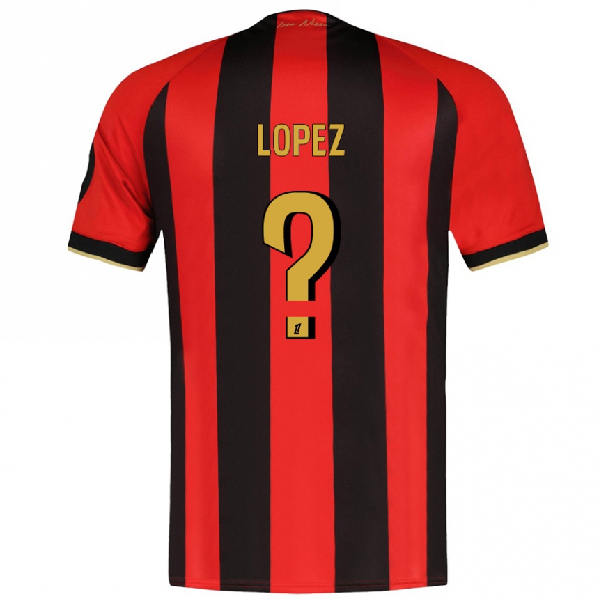 ילדים כדורגל Kylian Lopez #0 אדום שחור ג'רזי ביתית 2024/25