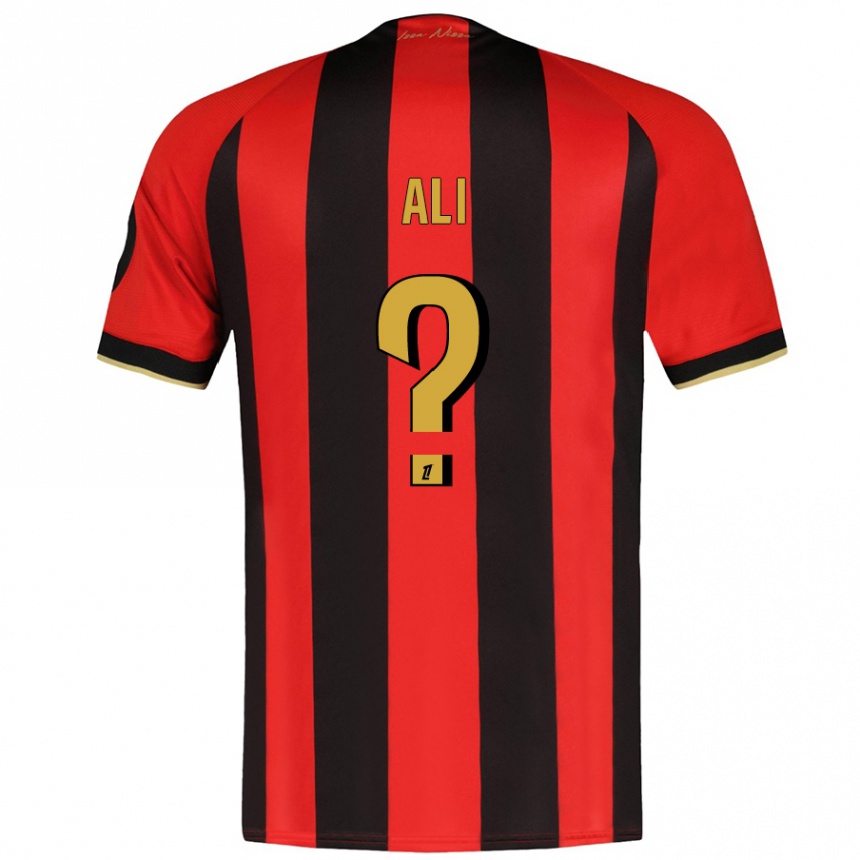 ילדים כדורגל Kéfren Ali #0 אדום שחור ג'רזי ביתית 2024/25