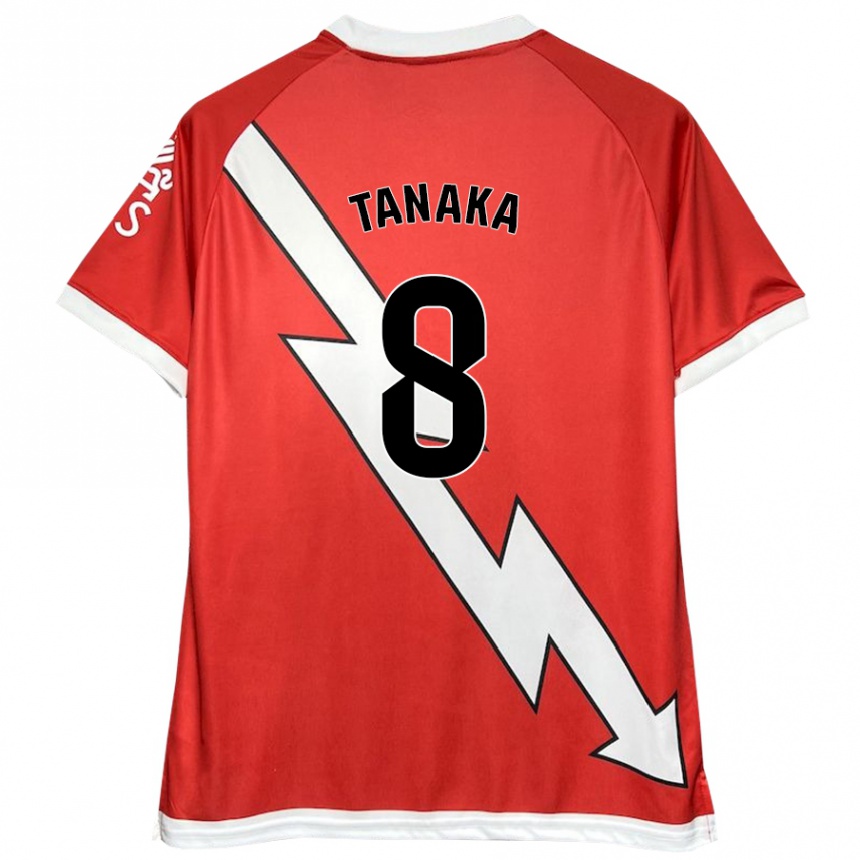 ילדים כדורגל Yoko Tanaka #8 לבן אדום ג'רזי ביתית 2024/25