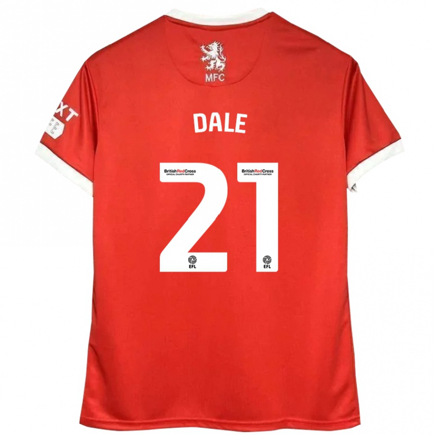 ילדים כדורגל Faye Dale #21 אדום לבן ג'רזי ביתית 2024/25