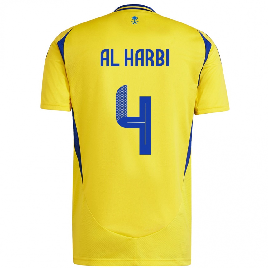 ילדים כדורגל Fay Al-Harbi #4 צהוב כחול ג'רזי ביתית 2024/25