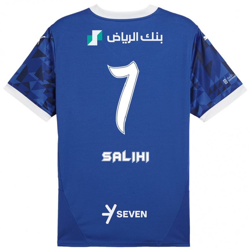 ילדים כדורגל Shokhan Salihi #7 כחול כהה לבן ג'רזי ביתית 2024/25