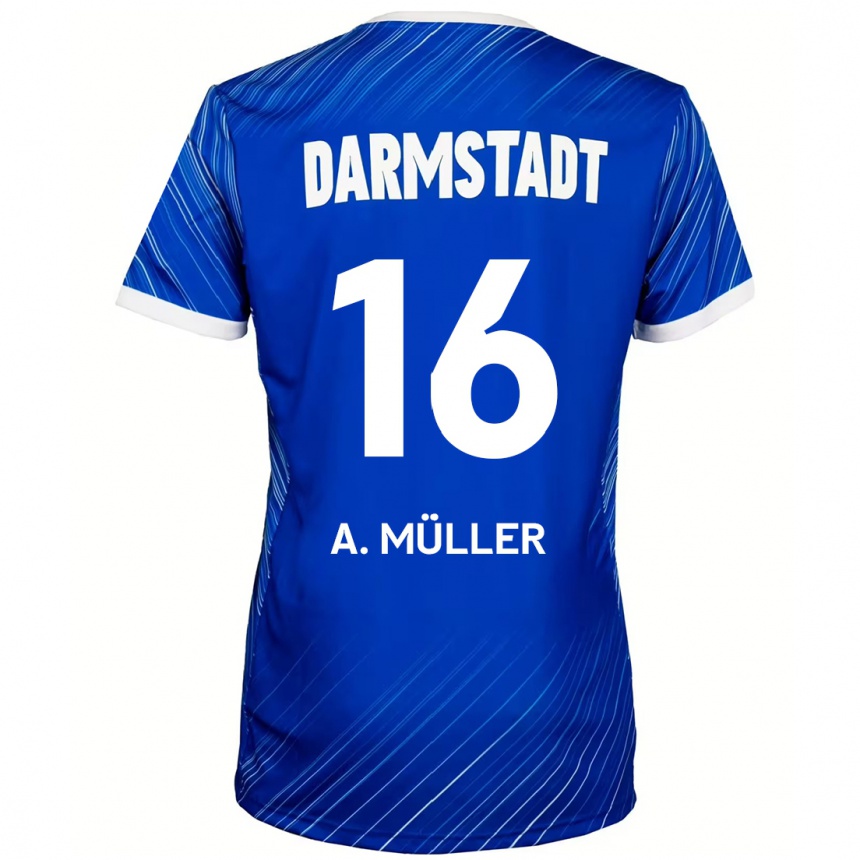 ילדים כדורגל Andreas Müller #16 כחול לבן ג'רזי ביתית 2024/25