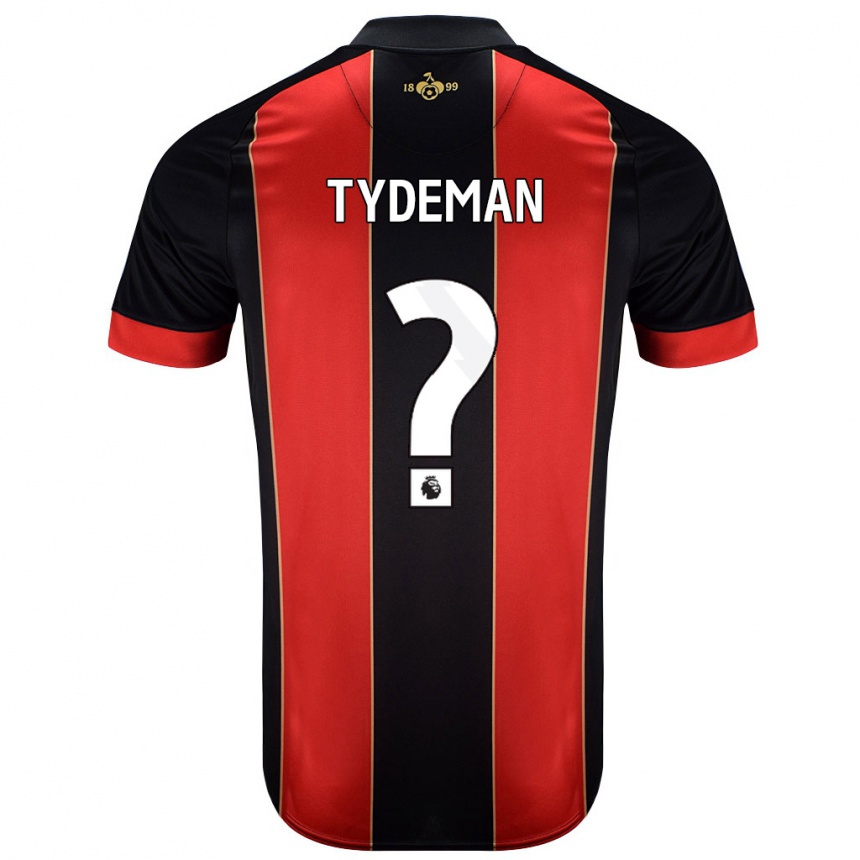 ילדים כדורגל Kian Tydeman #0 אדום שחור ג'רזי ביתית 2024/25