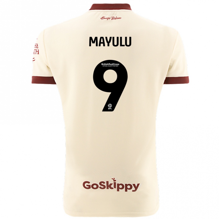 ילדים כדורגל Fally Mayulu #9 קרם לבן הרחק ג'רזי 2024/25