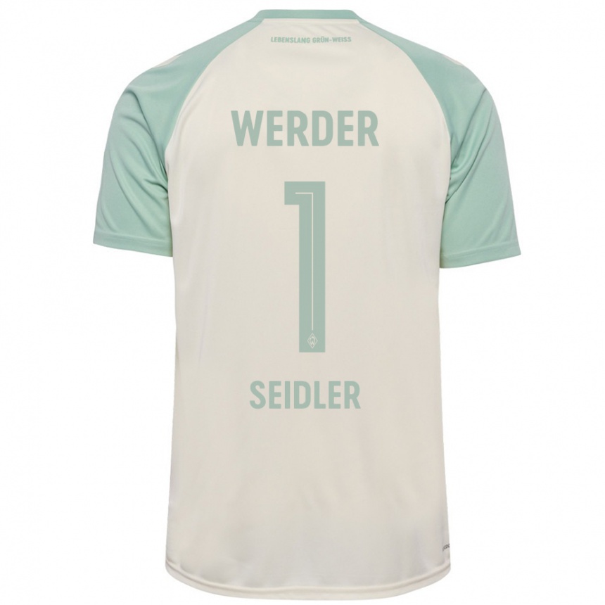 ילדים כדורגל Calvin Seidler #1 אוף-וויט ירוק בהיר הרחק ג'רזי 2024/25