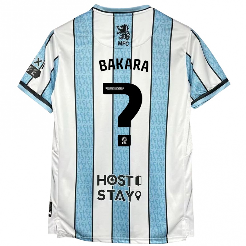 ילדים כדורגל Hakeem Bakara #0 כחול לבן הרחק ג'רזי 2024/25