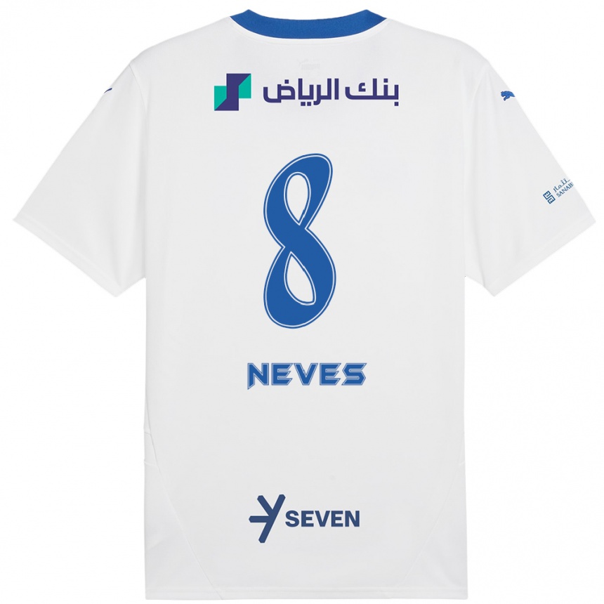 ילדים כדורגל רובן נבס #8 כחול לבן הרחק ג'רזי 2024/25