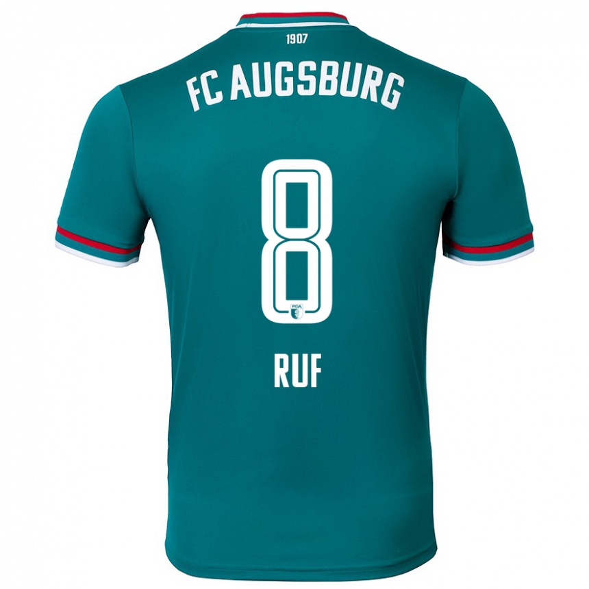ילדים כדורגל Jonas Ruf #8 ירוק כהה הרחק ג'רזי 2024/25