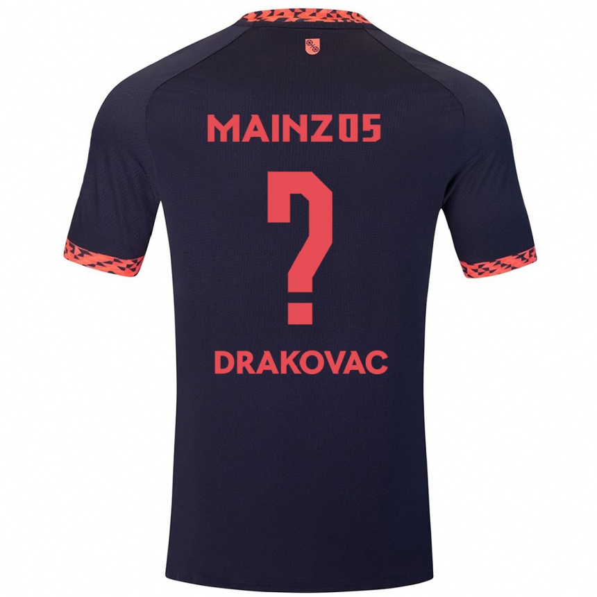 ילדים כדורגל Benjamin Drakovac #0 כחול קורל אדום הרחק ג'רזי 2024/25