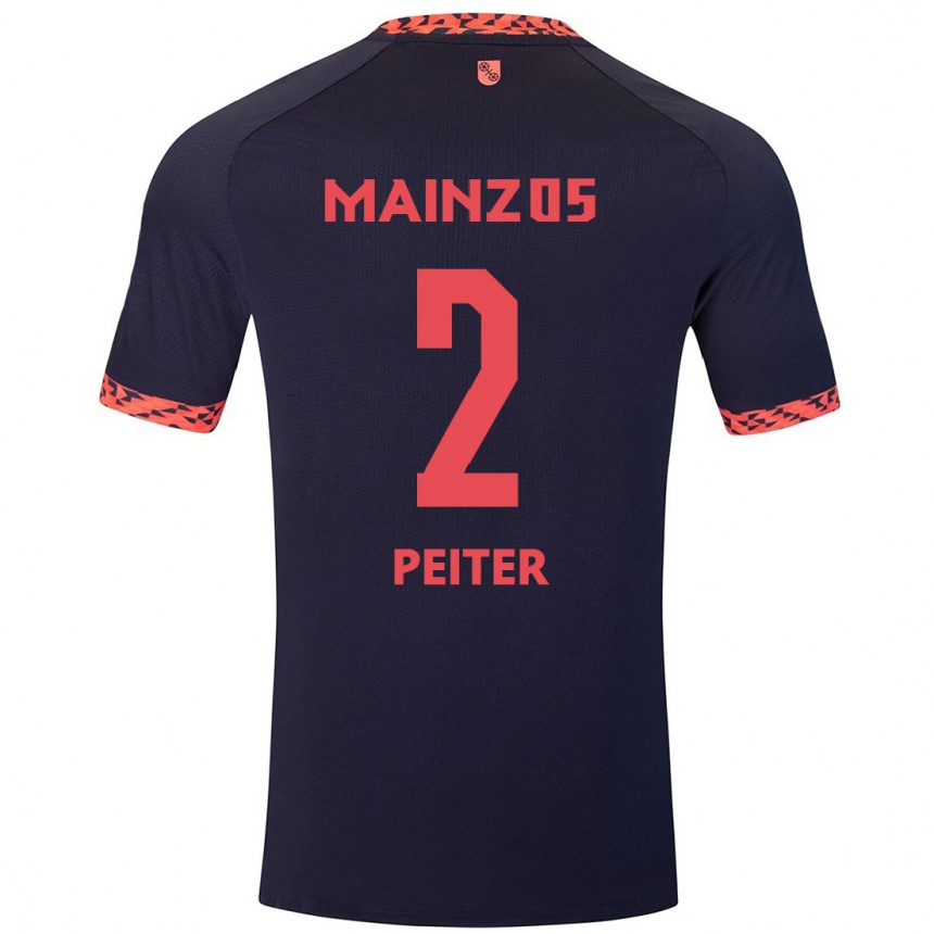 ילדים כדורגל Chiara Peiter #2 כחול קורל אדום הרחק ג'רזי 2024/25