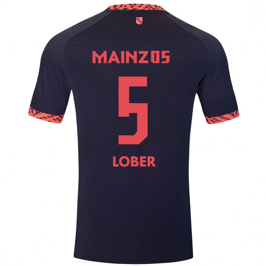 ילדים כדורגל Jana Löber #5 כחול קורל אדום הרחק ג'רזי 2024/25