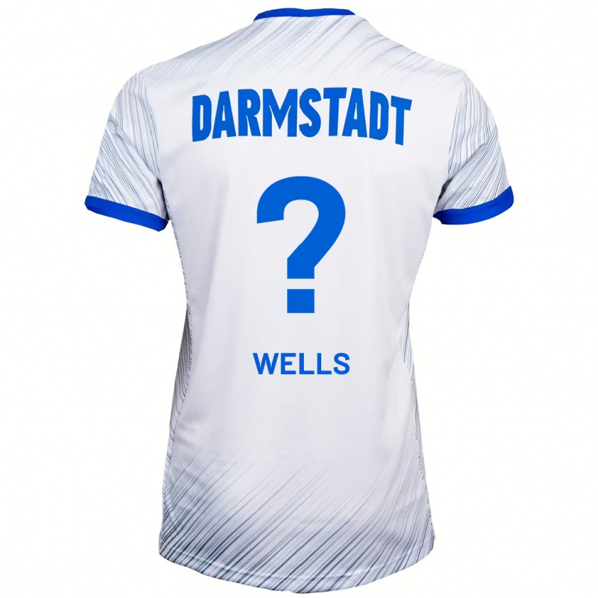 ילדים כדורגל Finnley Wells #0 לבן כחול הרחק ג'רזי 2024/25