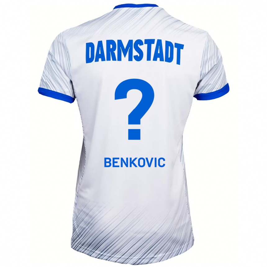 ילדים כדורגל Nikola Benkovic #0 לבן כחול הרחק ג'רזי 2024/25