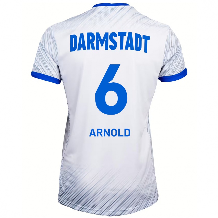 ילדים כדורגל Tim Arnold #6 לבן כחול הרחק ג'רזי 2024/25