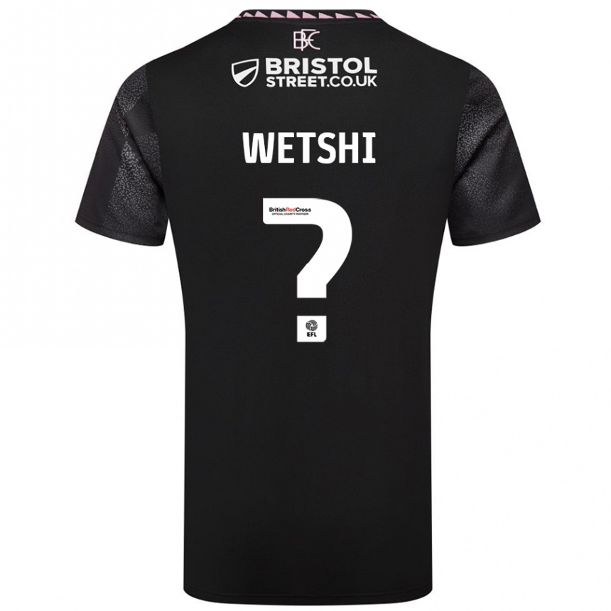 ילדים כדורגל Benji Wetshi #0 שָׁחוֹר הרחק ג'רזי 2024/25