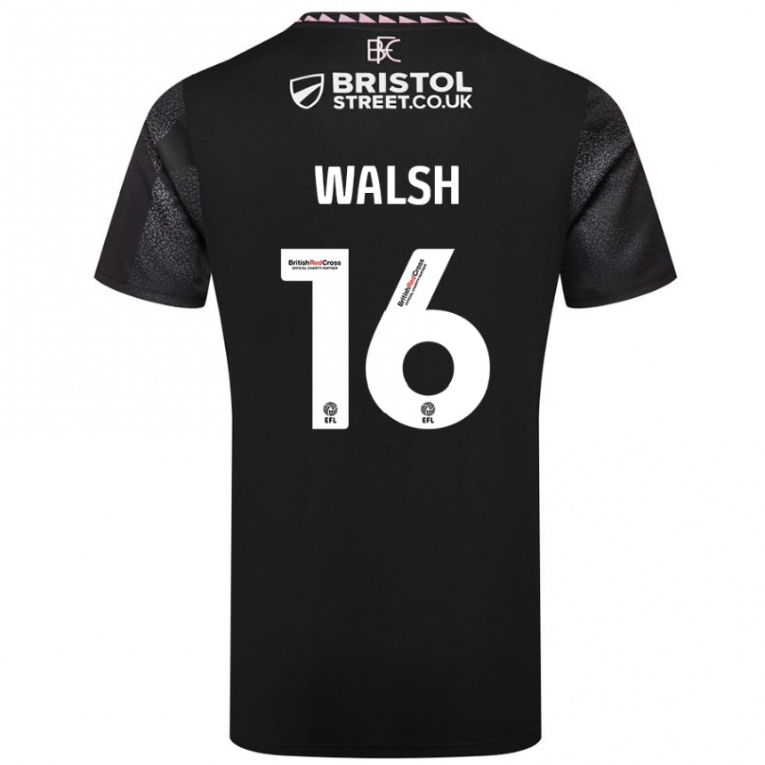 ילדים כדורגל Lucy Walsh #16 שָׁחוֹר הרחק ג'רזי 2024/25