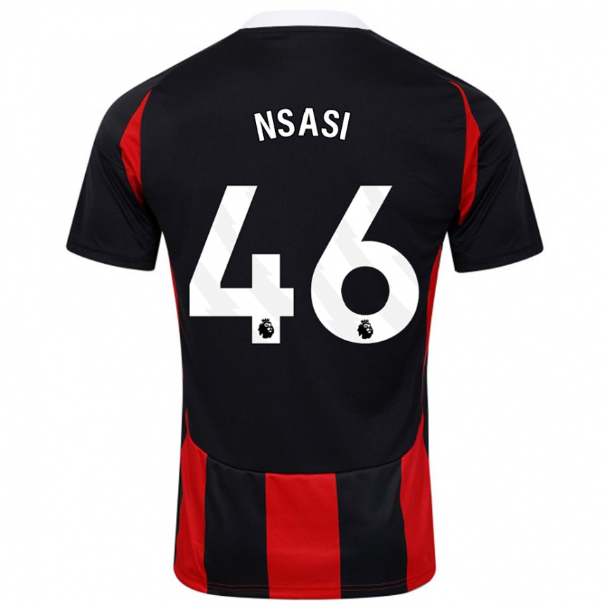 ילדים כדורגל Eddie Nsasi #46 שחור אדום הרחק ג'רזי 2024/25