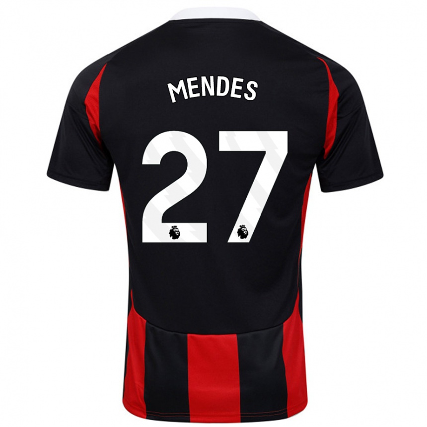 ילדים כדורגל Megalie Mendes #27 שחור אדום הרחק ג'רזי 2024/25