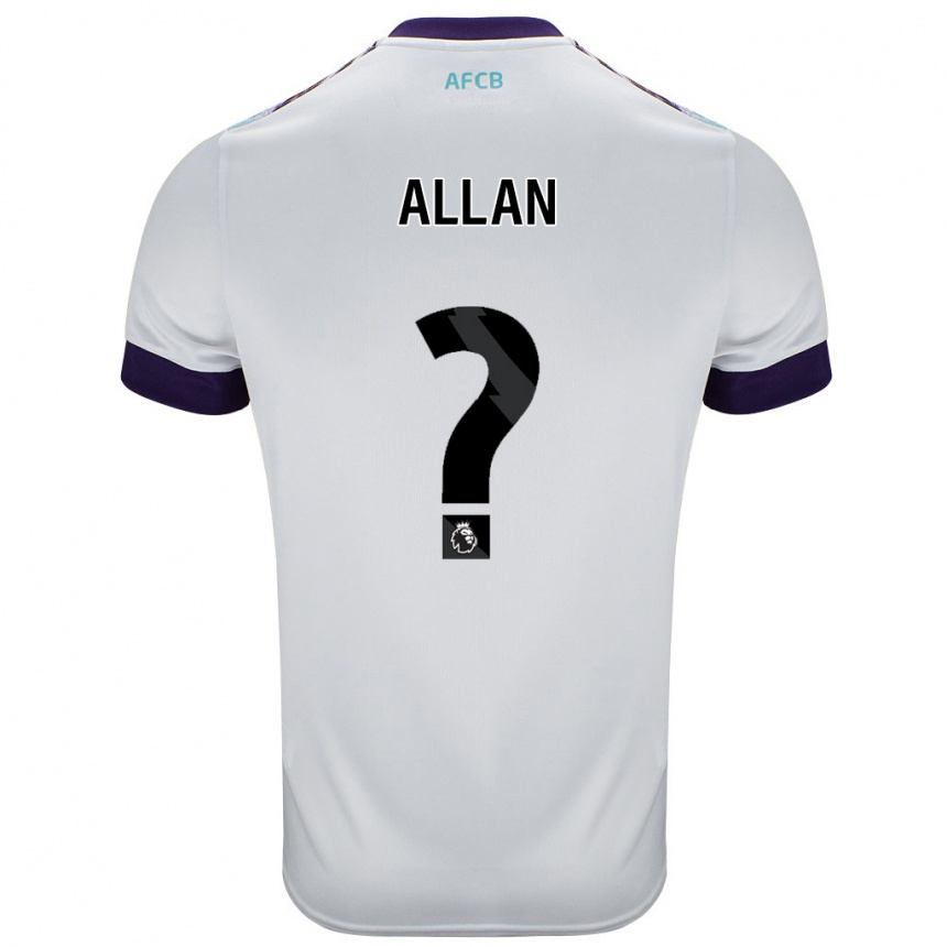 ילדים כדורגל Mack Allan #0 לבן ירוק סגול הרחק ג'רזי 2024/25