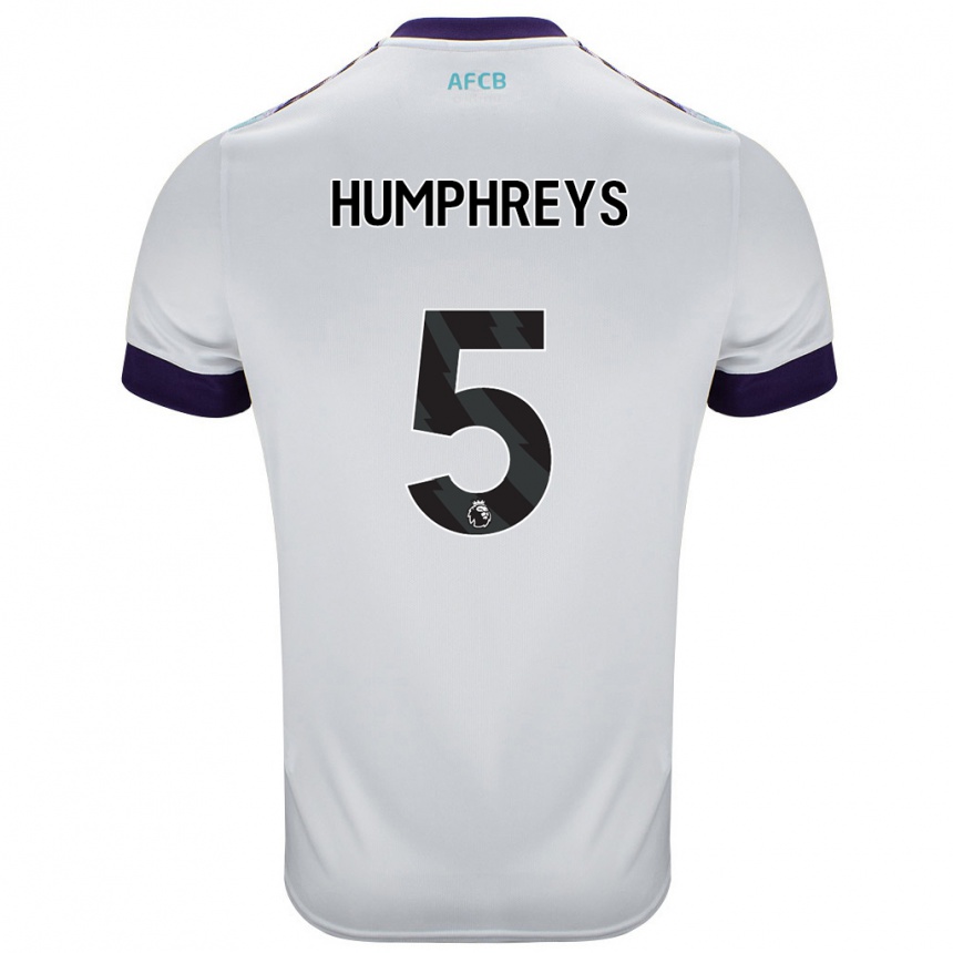 ילדים כדורגל Holly Humphreys #5 לבן ירוק סגול הרחק ג'רזי 2024/25