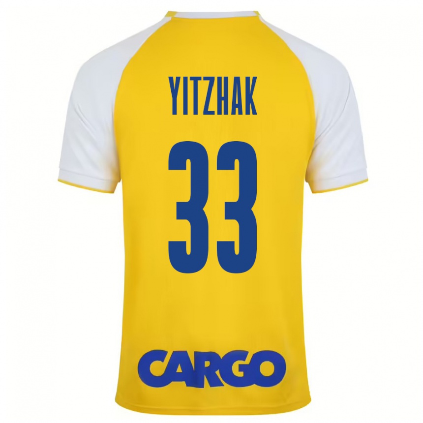 גברים כדורגל אור יצחק #33 צהוב לבן ג'רזי ביתית 2024/25